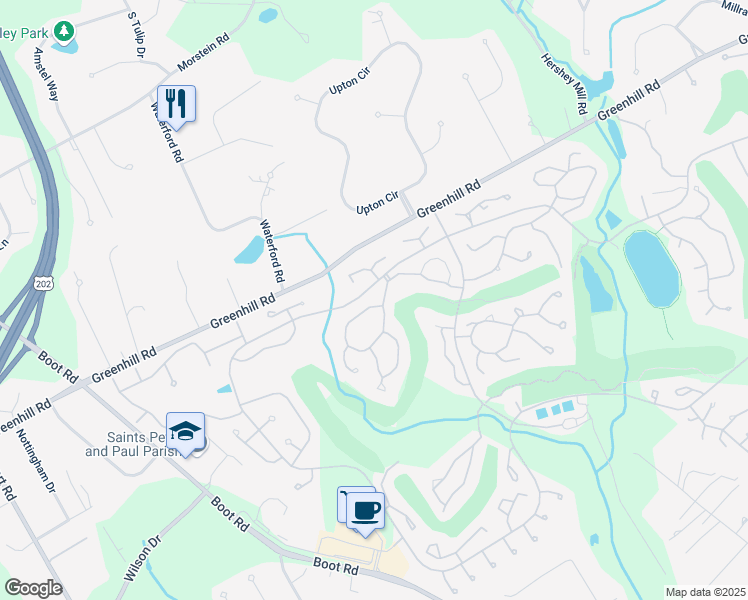 map of restaurants, bars, coffee shops, grocery stores, and more near 948 Kennett Way in West Chester