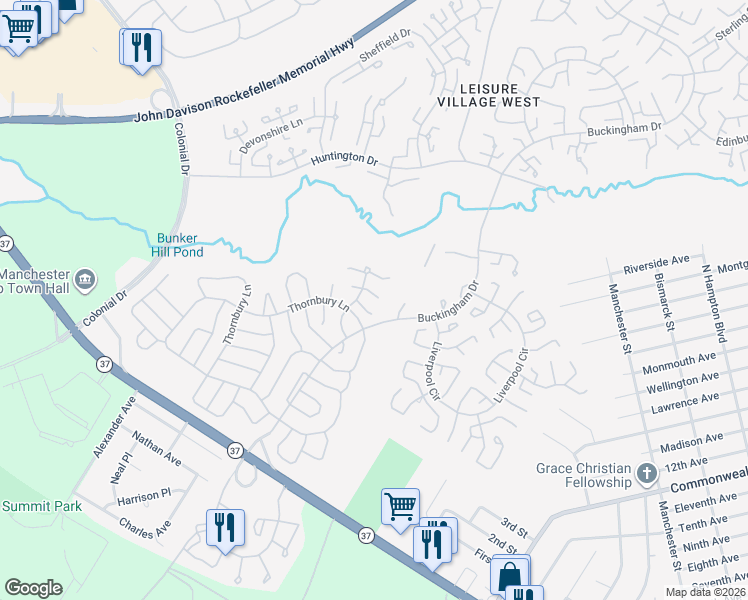 map of restaurants, bars, coffee shops, grocery stores, and more near 711C Wooton Court in Manchester Township
