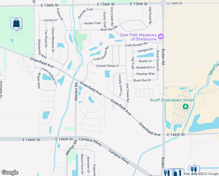 map of restaurants, bars, coffee shops, grocery stores, and more near 12374 Deerview Drive in Noblesville