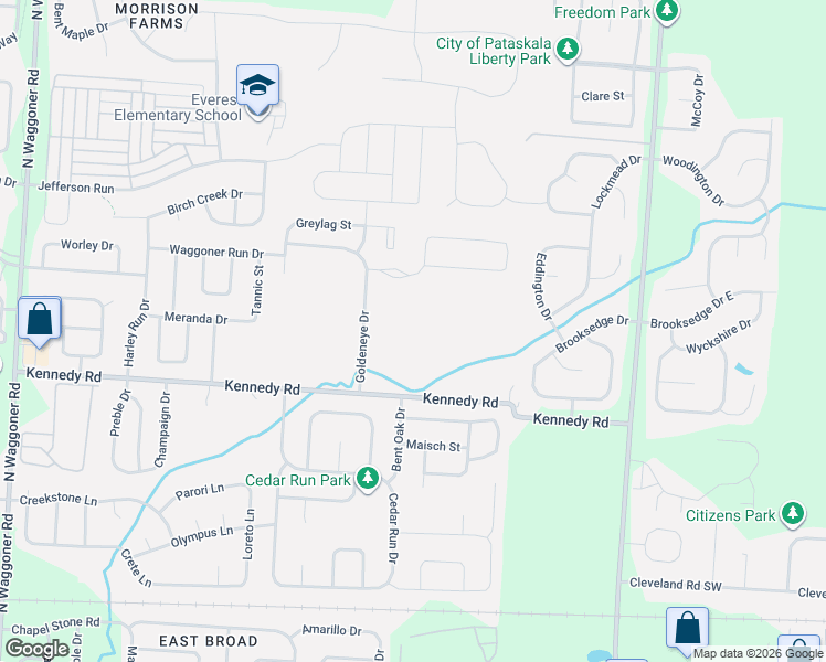 map of restaurants, bars, coffee shops, grocery stores, and more near 8200 Kennedy Road in Blacklick