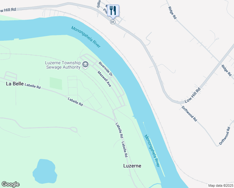 map of restaurants, bars, coffee shops, grocery stores, and more near 160 Maxwell Avenue in La Belle