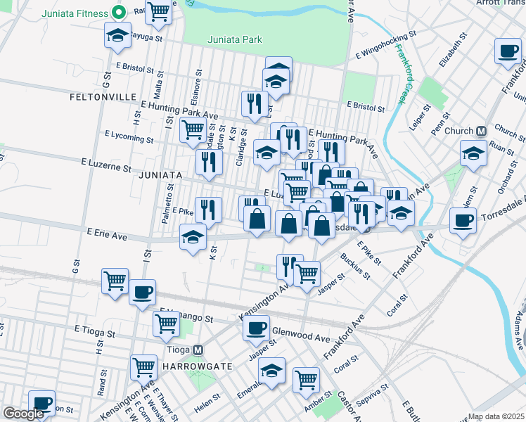 map of restaurants, bars, coffee shops, grocery stores, and more near 3926 Dungan Street in Philadelphia