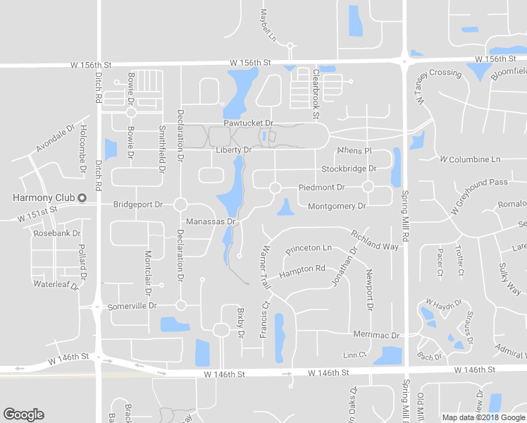 map of restaurants, bars, coffee shops, grocery stores, and more near 15151 New Haven Drive in Westfield