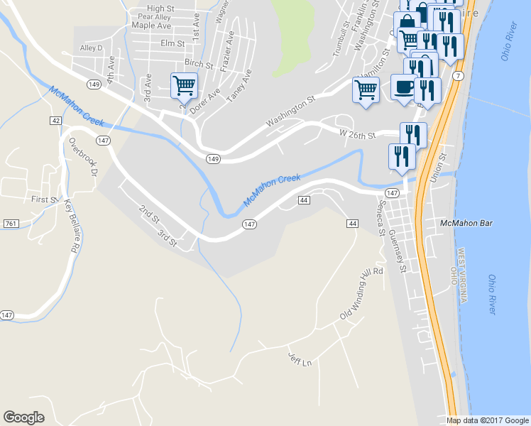 map of restaurants, bars, coffee shops, grocery stores, and more near 23219 West 23rd Street in Bellaire