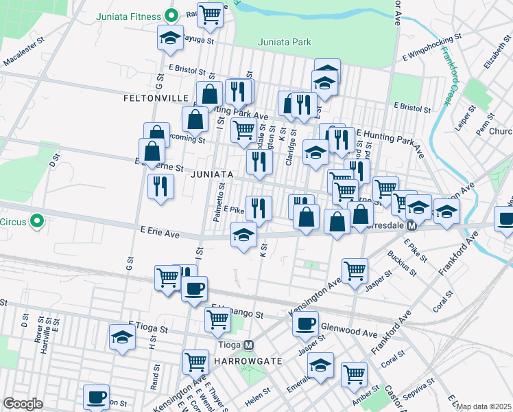 map of restaurants, bars, coffee shops, grocery stores, and more near 3912 Bennington Street in Philadelphia
