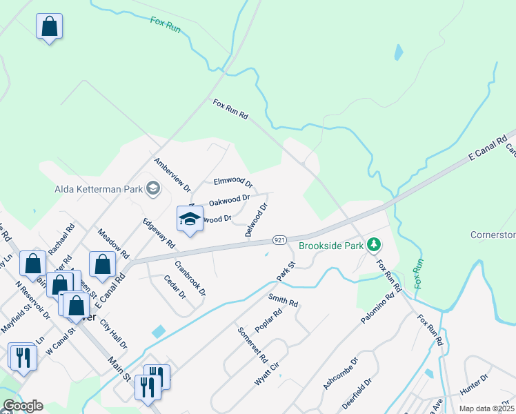 map of restaurants, bars, coffee shops, grocery stores, and more near 113 Delwood Drive in Dover