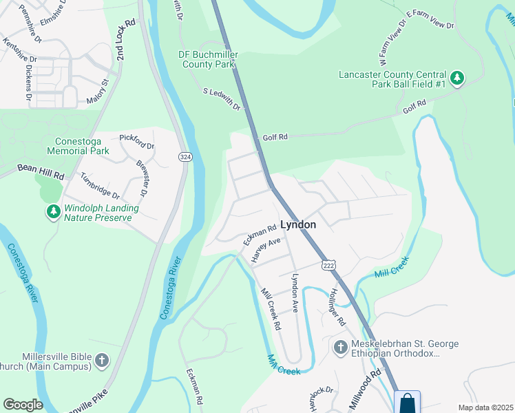map of restaurants, bars, coffee shops, grocery stores, and more near 124 Cliff Avenue in Lancaster