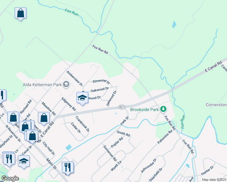 map of restaurants, bars, coffee shops, grocery stores, and more near 113 Delwood Drive in Dover