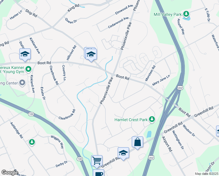 map of restaurants, bars, coffee shops, grocery stores, and more near 1265 Phoenixville Pike in West Chester