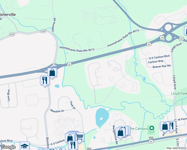 map of restaurants, bars, coffee shops, grocery stores, and more near 305 Hidden Creek Drive in Downingtown