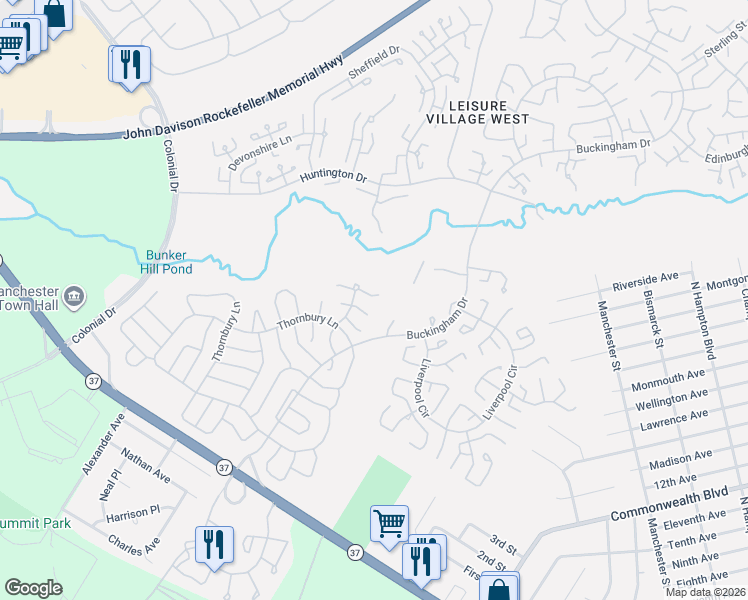 map of restaurants, bars, coffee shops, grocery stores, and more near 711C Wooton Court in Manchester Township