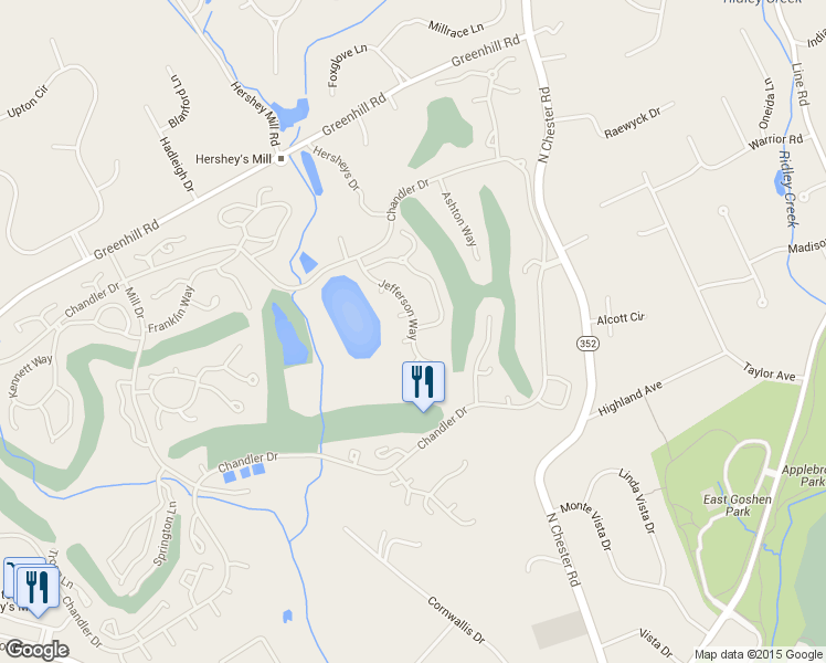 map of restaurants, bars, coffee shops, grocery stores, and more near 936 Jefferson Way in West Chester