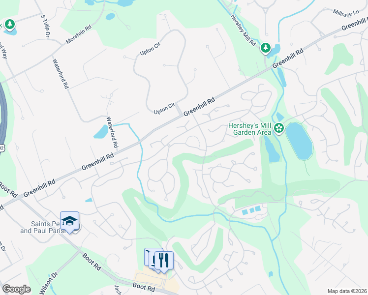 map of restaurants, bars, coffee shops, grocery stores, and more near 1041 Kennett Way in West Chester