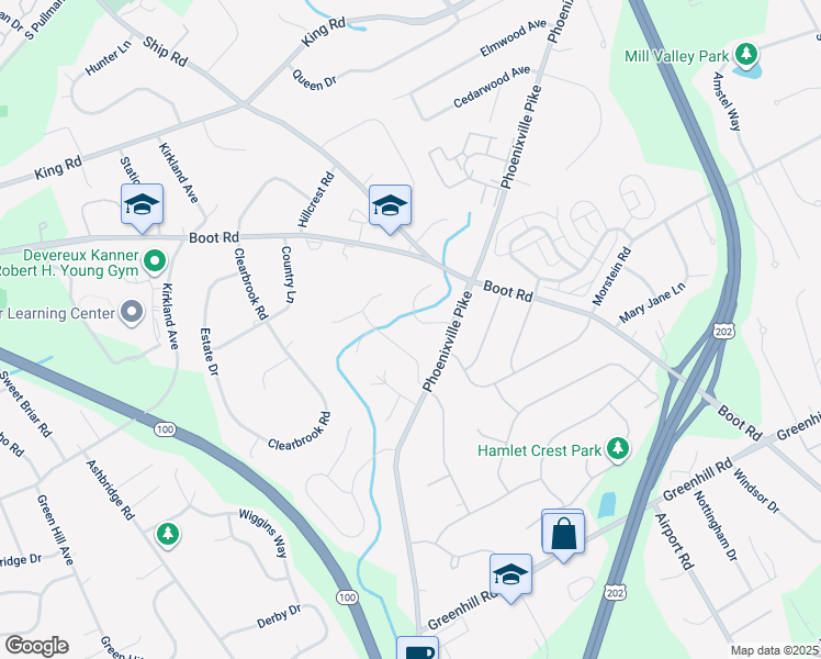 map of restaurants, bars, coffee shops, grocery stores, and more near 1225 Derry Lane in West Chester