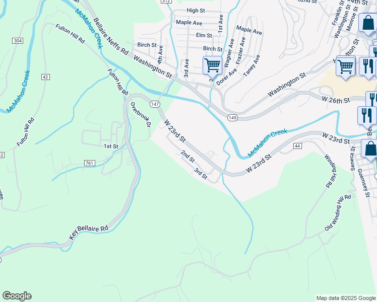 map of restaurants, bars, coffee shops, grocery stores, and more near 23214 West 23rd Street in Bellaire