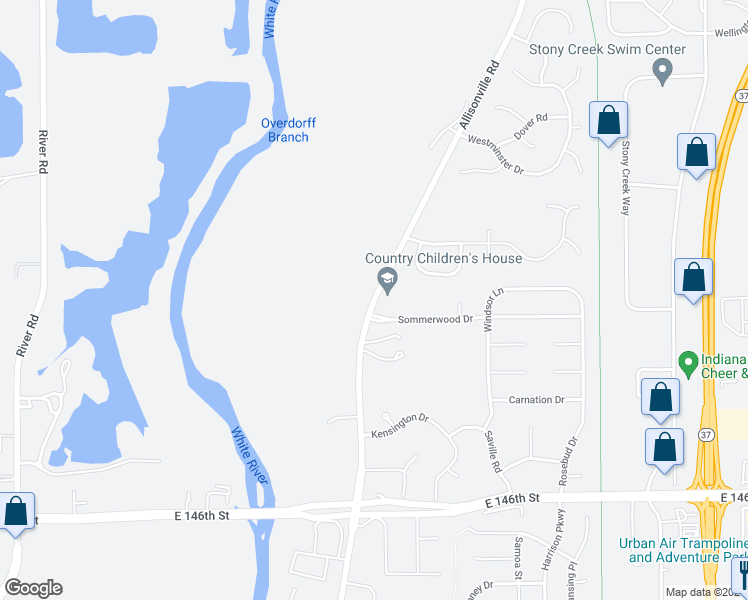 map of restaurants, bars, coffee shops, grocery stores, and more near 14978 Allisonville Road in Noblesville