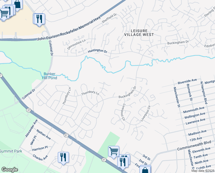 map of restaurants, bars, coffee shops, grocery stores, and more near 715C Wooton Court in Manchester Township