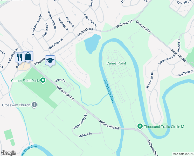 map of restaurants, bars, coffee shops, grocery stores, and more near 188 Waypoint Drive in Lancaster