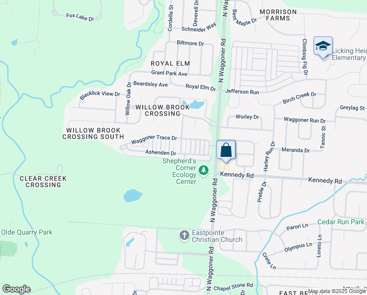 map of restaurants, bars, coffee shops, grocery stores, and more near 1072 Streamside Drive in Blacklick