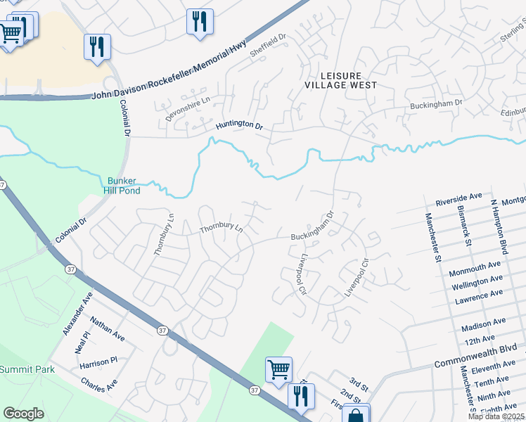 map of restaurants, bars, coffee shops, grocery stores, and more near 715C Wooton Court in Manchester Township