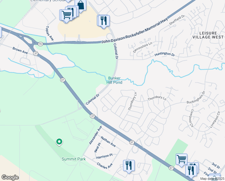 map of restaurants, bars, coffee shops, grocery stores, and more near 1201A Thornbury Lane in Manchester Township