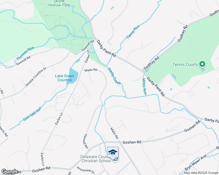 map of restaurants, bars, coffee shops, grocery stores, and more near 674 Malin Road in Newtown Square