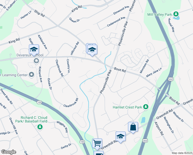 map of restaurants, bars, coffee shops, grocery stores, and more near 1229 Derry Lane in West Chester