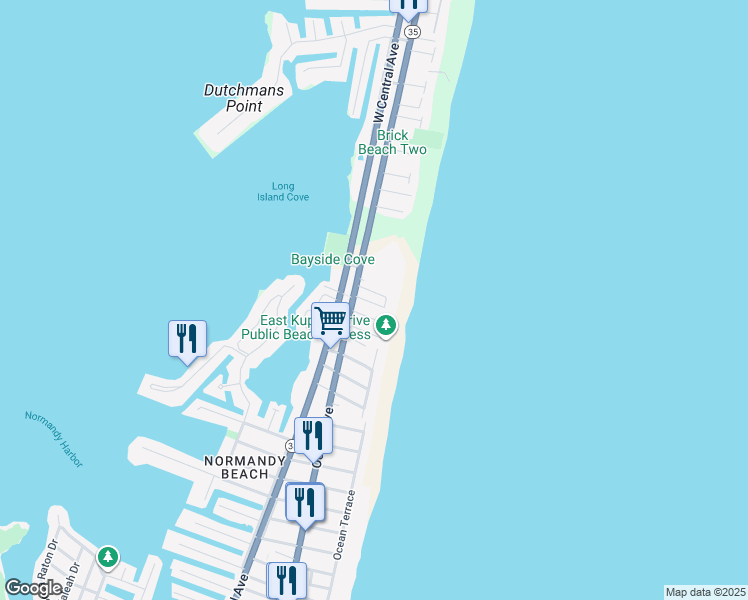 map of restaurants, bars, coffee shops, grocery stores, and more near in Brick Township