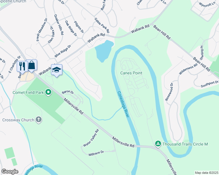 map of restaurants, bars, coffee shops, grocery stores, and more near 188 Waypoint Drive in Lancaster