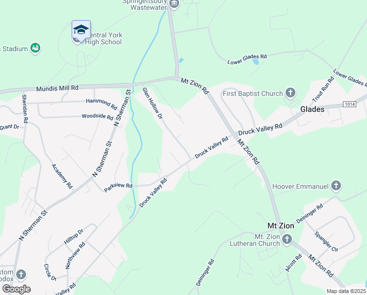 map of restaurants, bars, coffee shops, grocery stores, and more near 2804 Glen Hollow Drive in York