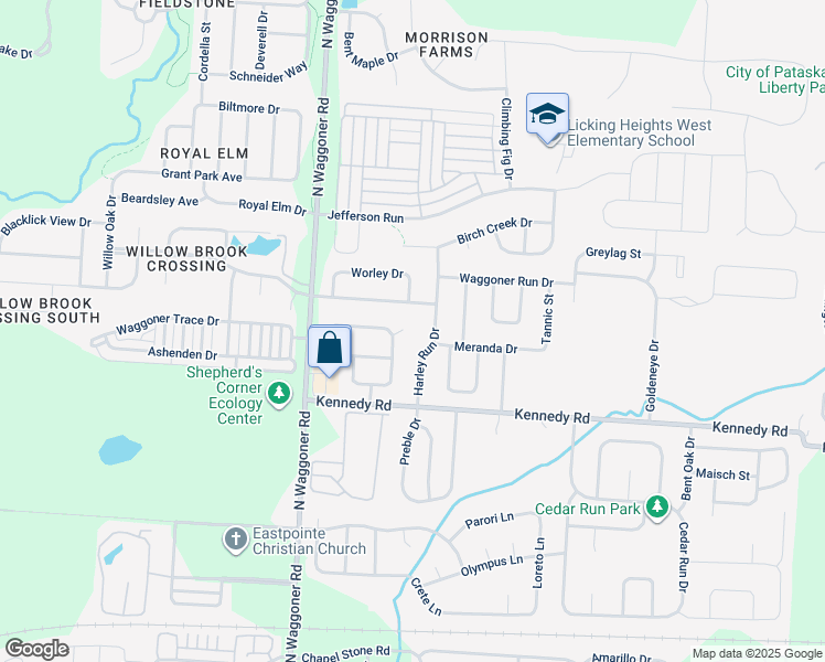 map of restaurants, bars, coffee shops, grocery stores, and more near 7815 Barlowe Run Court in Blacklick