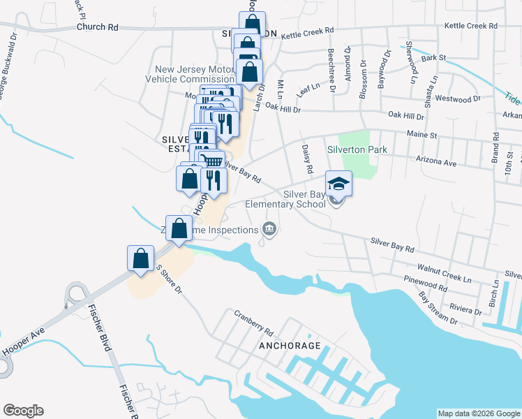 map of restaurants, bars, coffee shops, grocery stores, and more near 808 Bounty Court in Toms River