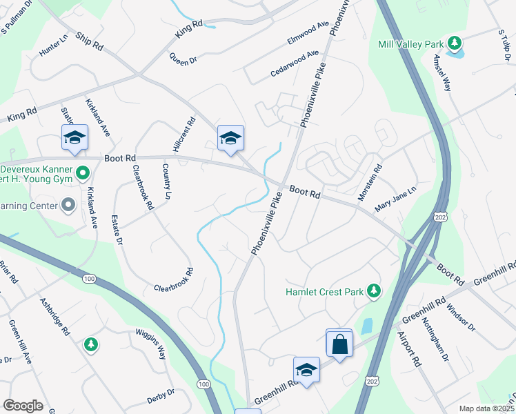 map of restaurants, bars, coffee shops, grocery stores, and more near 1214 Derry Lane in West Chester