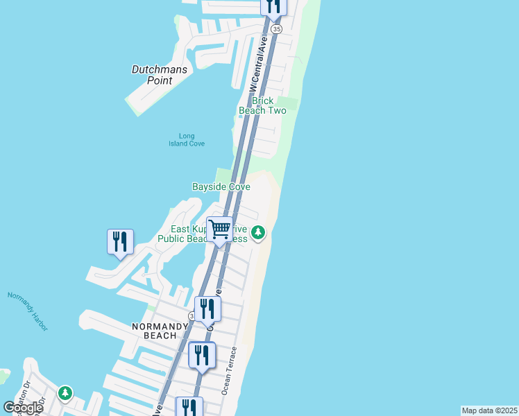 map of restaurants, bars, coffee shops, grocery stores, and more near in Brick Township