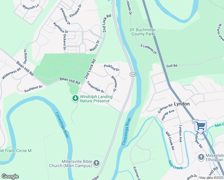 map of restaurants, bars, coffee shops, grocery stores, and more near 10 Clarendon Drive in Lancaster