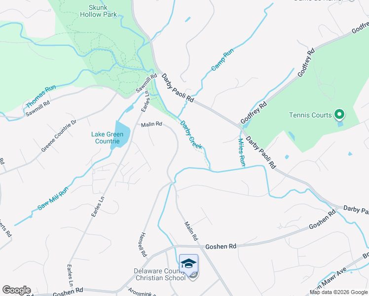 map of restaurants, bars, coffee shops, grocery stores, and more near 674 Malin Road in Newtown Square