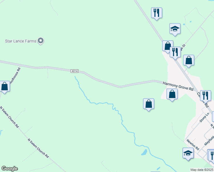 map of restaurants, bars, coffee shops, grocery stores, and more near 5130 Harmony Grove Road in Dover