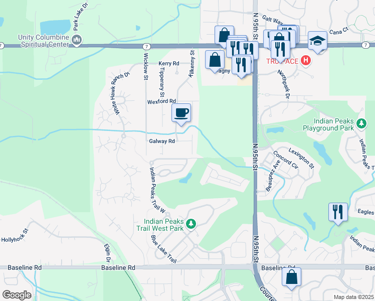 map of restaurants, bars, coffee shops, grocery stores, and more near 1233 Cavan Street in Boulder