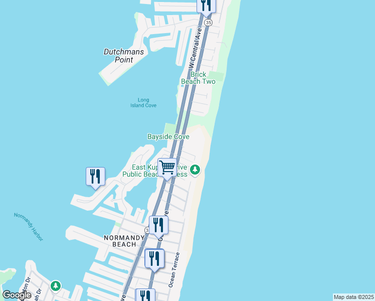map of restaurants, bars, coffee shops, grocery stores, and more near in Brick Township