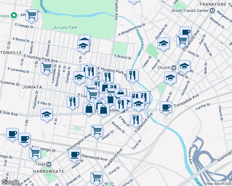 map of restaurants, bars, coffee shops, grocery stores, and more near 4035 Ormond Street in Philadelphia