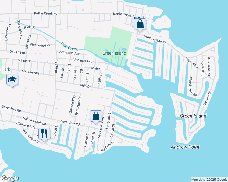 map of restaurants, bars, coffee shops, grocery stores, and more near 297 Aldo Drive in Toms River