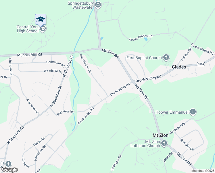 map of restaurants, bars, coffee shops, grocery stores, and more near 2805 Glen Hollow Drive in York