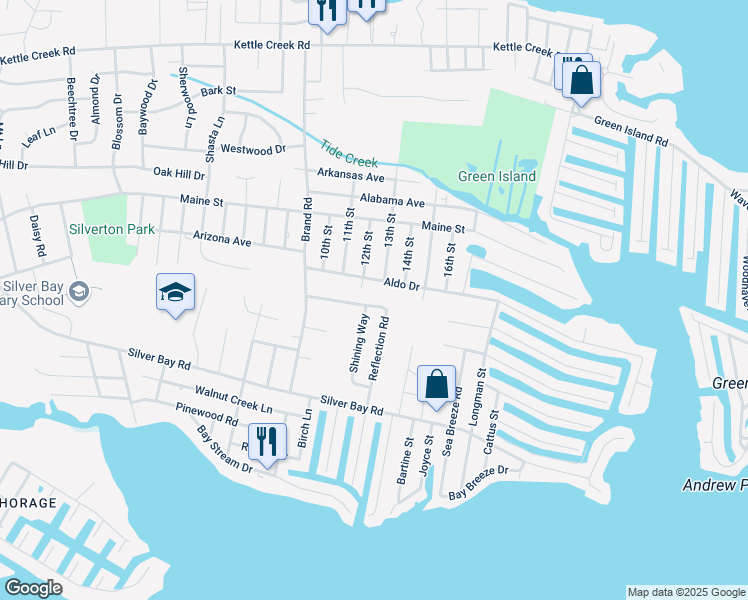 map of restaurants, bars, coffee shops, grocery stores, and more near 127 Reflection Road in Toms River