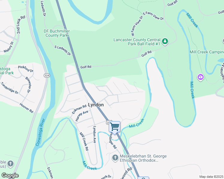 map of restaurants, bars, coffee shops, grocery stores, and more near 1823 Divot Court in Lancaster