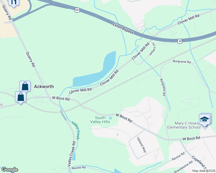 map of restaurants, bars, coffee shops, grocery stores, and more near 1065 Boot Road in Downingtown