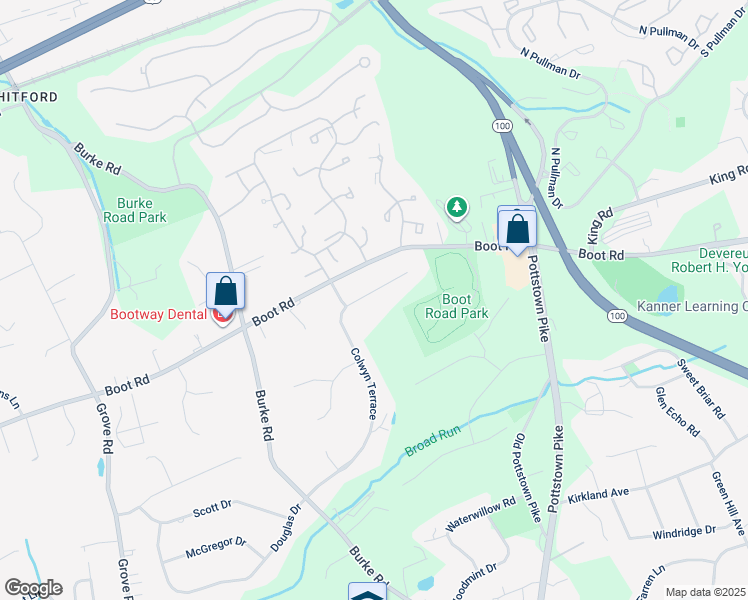 map of restaurants, bars, coffee shops, grocery stores, and more near 214 Colwyn Terrace in West Chester
