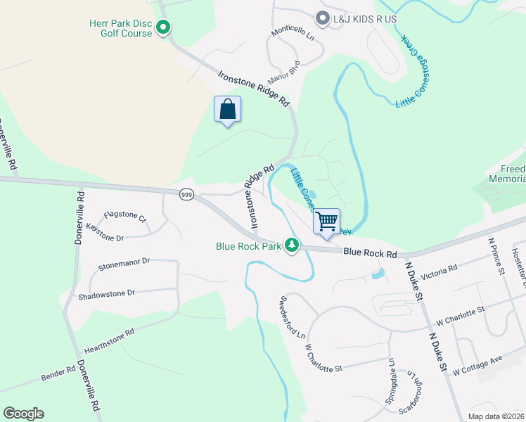 map of restaurants, bars, coffee shops, grocery stores, and more near 381 Ironstone Ridge Road in Lancaster