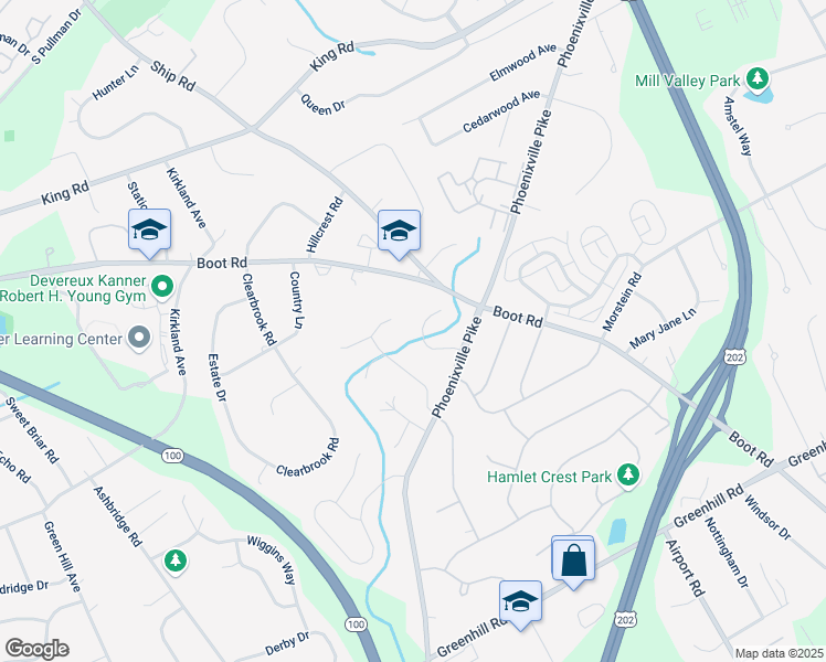 map of restaurants, bars, coffee shops, grocery stores, and more near 1237 Derry Lane in West Chester