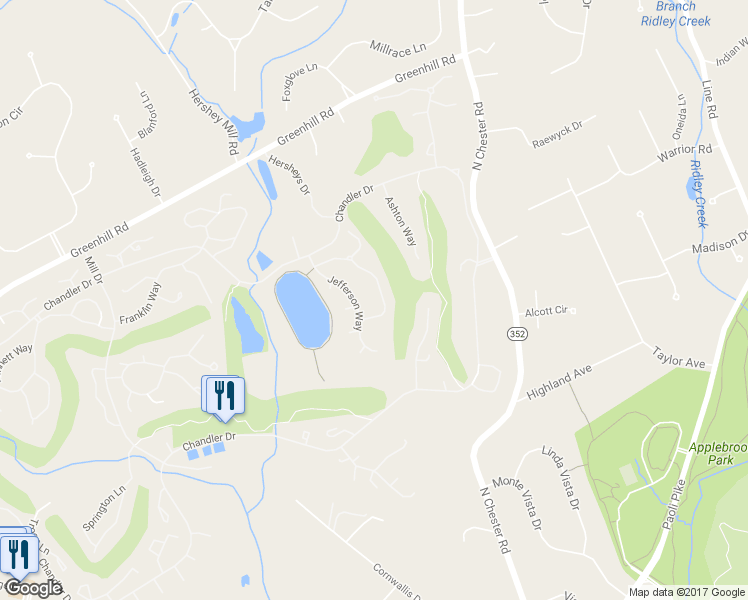 map of restaurants, bars, coffee shops, grocery stores, and more near 845 Jefferson Way in West Chester