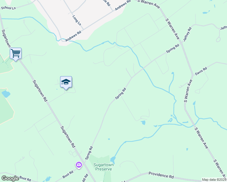 map of restaurants, bars, coffee shops, grocery stores, and more near 232 Spring Road in Malvern